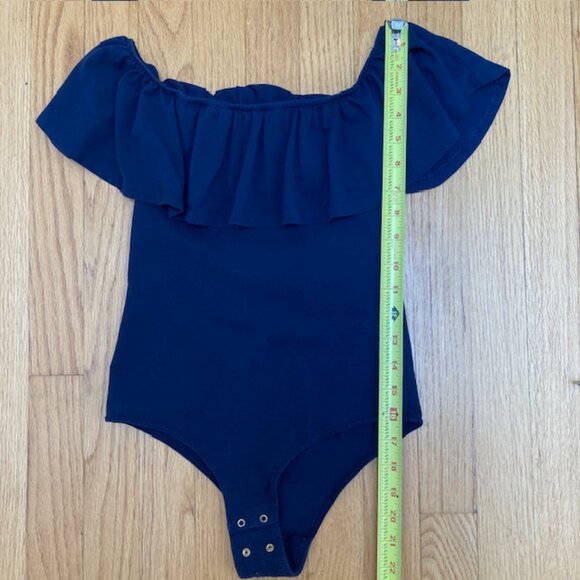 J. Crew Factory Navy Off the shoulder ruffle body suit XS - Picture 8 of 9
